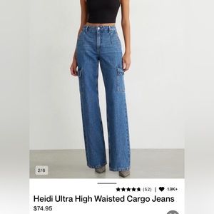 Dynamite Heidi High Waisted Cargo Wide Leg Jeans - size 25